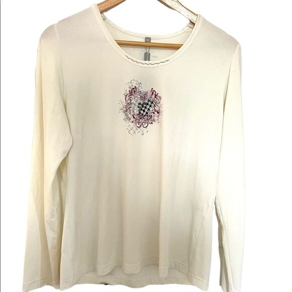 Rabe, new with tags, Long Sleeve T-Shirt, Cream with graphic and embroidery - Picture 2 of 7